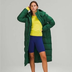 lululemon athletica long wunder puff jacket everglade green